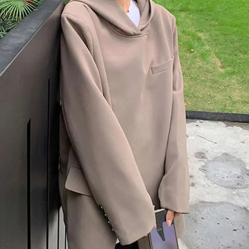 Load image into Gallery viewer, Women Slit Irregular Big Size Blazer New Hooded Long Sleeve Loose Fit Jacket Fashion Tide Spring Autumn 2025  1DH0482
