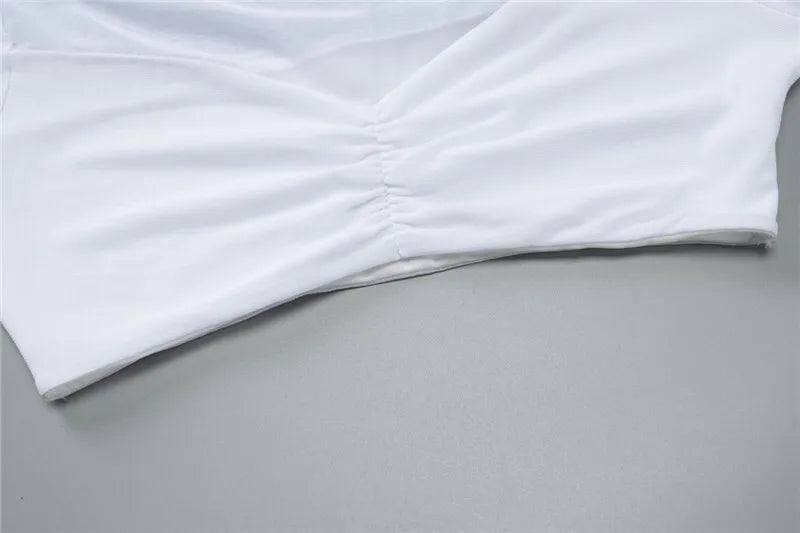 Sexy Skirt Two Piece Sets Women O Neck Long Sleeve T-shirt And Mini Draped Skirt Matching Sets Ladies Skinny Club Sets