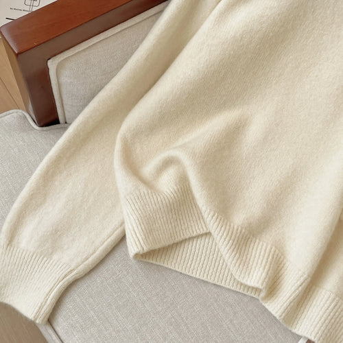 Load image into Gallery viewer, Korean Autumn Winter Beige Diamonds Long Sleeves Loose Knit Crochet Sweater Women's Red Round Neck Versatile Short Pullover Tops
