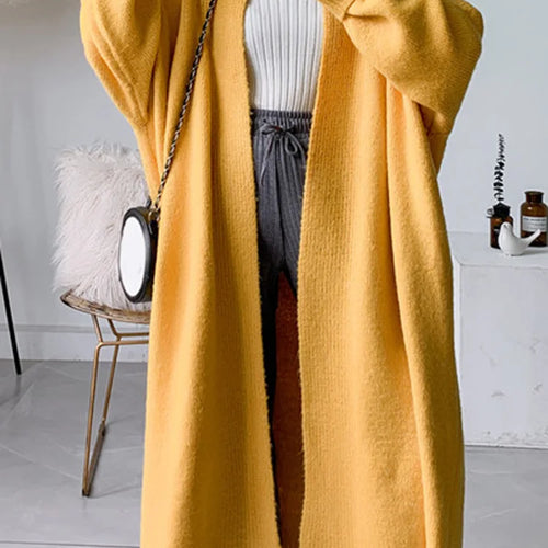 Load image into Gallery viewer, Gray Big Size Thick Knitting Cardigan Sweater Loose Fit V-Neck Long Sleeve Women New Fashion Tide Autumn Winter 2025 1Y163
