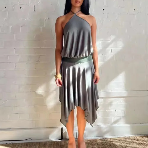 Load image into Gallery viewer, Halter Backless Sexy Mini Dress Women Robe Fashion Summer New Lace Patchwork Sleeveless Pleated Ruffled Club Dress
