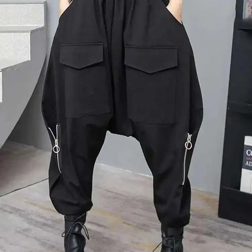 Load image into Gallery viewer, High Elastic Waist Black Pocket Zipper Long Casual Cross Pants New Trousers Women Fashion Tide Spring Autumn 2025  1DH6417
