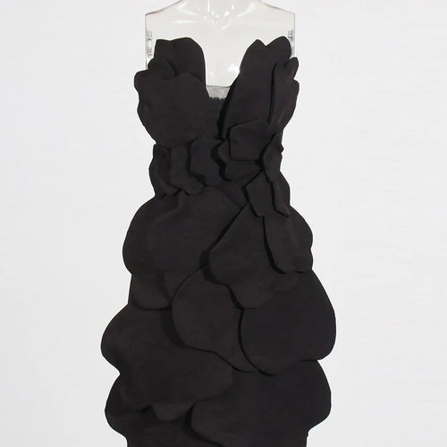 Load image into Gallery viewer, Solid Spliced Appliques Slimming Dresses For Women Strapless Sleeveless High Waist Temperament Dress Female Clothes
