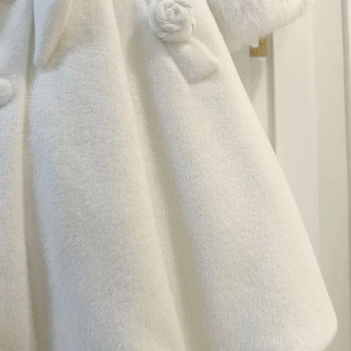 Load image into Gallery viewer, Japanese Lolita Sweet Girl Blends Jackets Women Y2k Aesthetic Fur Patchwork Vintage Coats Harajuku Kawaii Pocket Bow Jacket Cute
