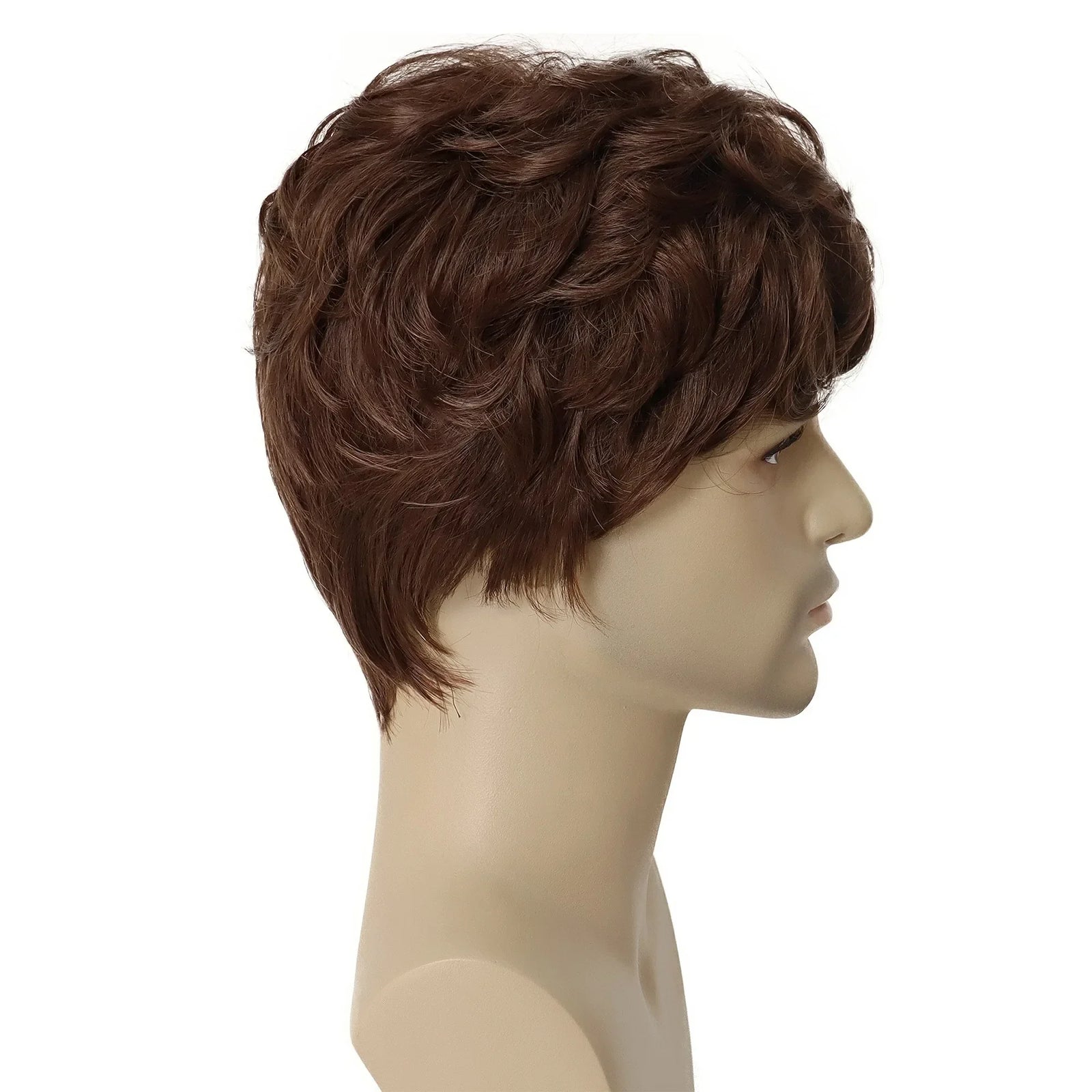 Synthetic Wigs for Men Short Brown Wig Curly Hair for Man Guy Natural Wig Curly Korean Hairstyles Brunette Boy Wigs