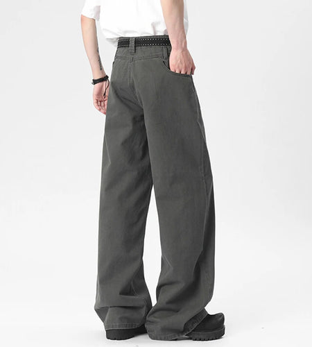 Men's Casual Pants New Summer Korean Spliced Design Handsome Loose Solid Color Style Straight Leg Male Trousers 9W1674