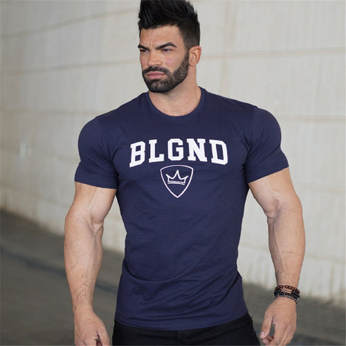 Load image into Gallery viewer, Casual Print T-shirt Men Fitness Bodybuilding Short sleeve Shirts Gym Workout Cotton Skinny Tee Tops Male Summer Fashion Apparel
