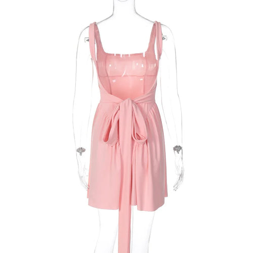 Load image into Gallery viewer, Elegant Backless Bow Mini Dress For Women 2023 Autumn New Square Collar Sleeveless Ruffles Sexy Dress Vintage Fashion
