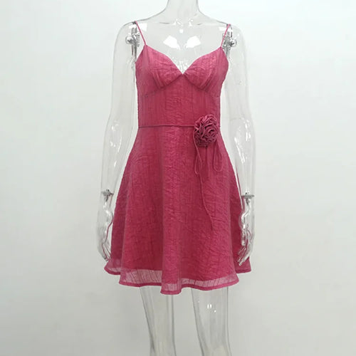 Load image into Gallery viewer, Sexy Spaghetti Strap 3D Floral Slim Dress For Women 2024 Summer New Short Skirt V-neck Backless Dress For Vacation Party
