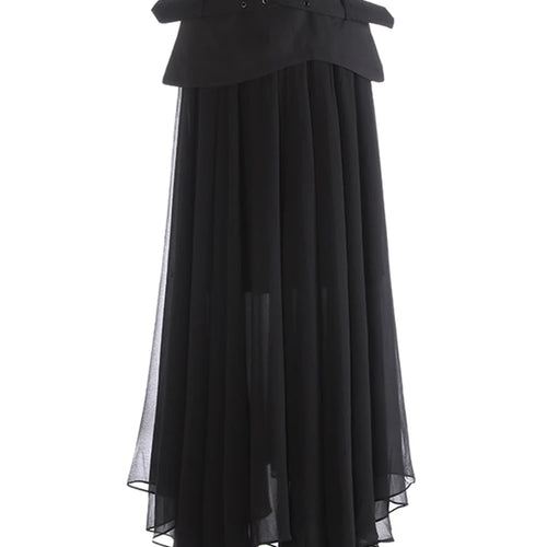Load image into Gallery viewer, High Waist Black Buckle Cross Mesh Spliced A-line Half-body Skirt Women Fashion Tide New Spring Autumn 2025 1DJ1261
