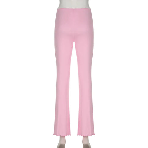 Load image into Gallery viewer, Casual Ruched Skinny Pink Women Pants Sweet Homewear Appliques Sporty Chic Flare Trousers All-Match Sweatpants Korean
