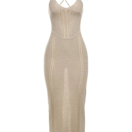 Load image into Gallery viewer, Women's Knitted Sweater Dress, Hollow Out Dress, Sexy Lace Up, Large Open Back, Evening Party, Club, New, 2024, Summe
