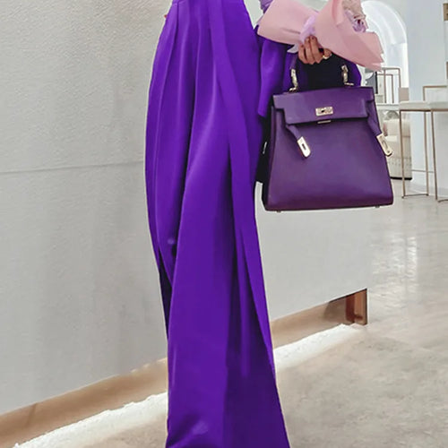 Load image into Gallery viewer, Purple Loose Wide Leg Pants For Women High Waist Solid Minimalist Trousers Female Fashion Clothing Sprin
