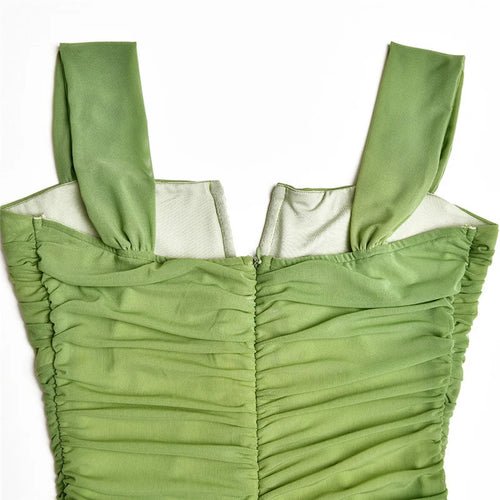 Load image into Gallery viewer, Mozision Hollow Out Backless Ruched Maxi Dress For Women Mesh Elegant Spaghetti Strap Sleeveless Bodycon Party Long Dress
