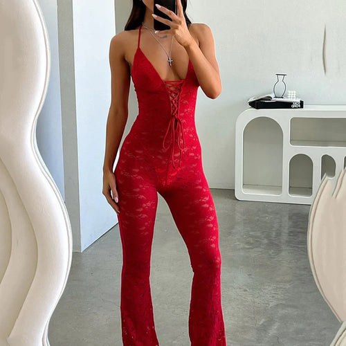 Load image into Gallery viewer, Sexy Lace Hollow Out Jumpsuit for Women, Backless, Tight, Transparent, Slim Fit, Nightclub, Party, Nightclub, 2024
