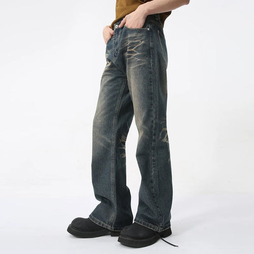 Load image into Gallery viewer, American Style Men&#39;s Wear Jeans Summer New Stylish Denim Micro Flare Pants High Street Deconstructed Trend 9C5981
