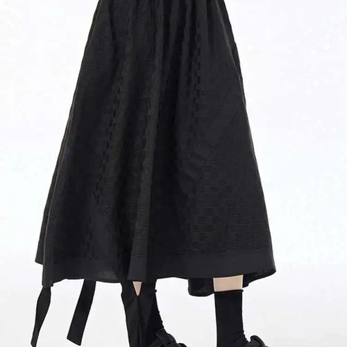 Load image into Gallery viewer, High Elastic Waist Black Tie Dye Ribbons Spliced A-line Half-body Skirt Women Fashion Tide New Spring Autumn 2025 1DH6608
