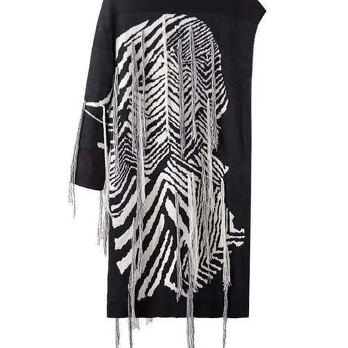 Load image into Gallery viewer, Women  Knitting Striped Tassels Big Size Dress New Round Neck Long Sleeve Loose Fit Fashion Tide Spring Autumn 2025 SG592
