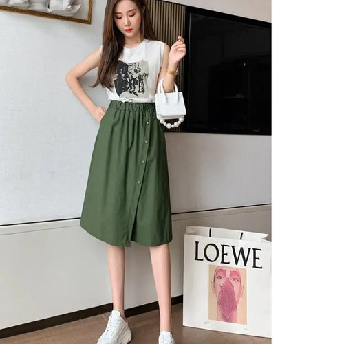 Load image into Gallery viewer, Solid Button Wide Leg Pant Skirt Female High Waist Loose Pentagonal Pant Korean Baggy Casual Fashion Trend Women Clothing Summer
