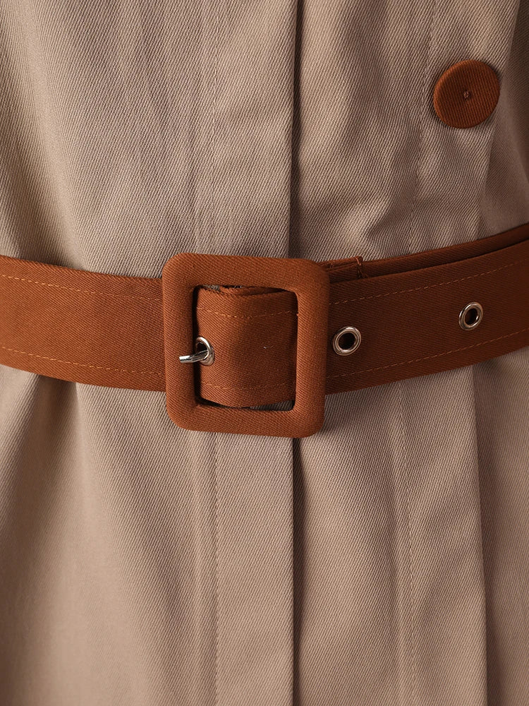 Women Camel Button Irregular Big Size Trench New Stand Collar Long Sleeve Windbreaker Fashion Spring Autumn 2025  7AB9123