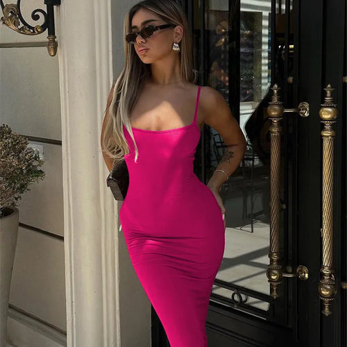 Load image into Gallery viewer, Spaghetti Strap Backless Bodycon Maxi Dress Women Autumn New Thickened Fabric Sleeveless Club Party Sexy Long Dress
