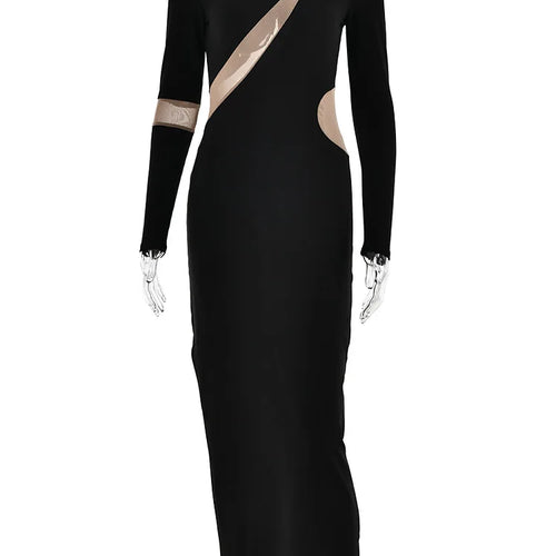 Load image into Gallery viewer, Women's Split Long Sleeve Midi Dress, Sexy Hollow Out, Split, Irregular, Irregular, Party, Club, Evening
