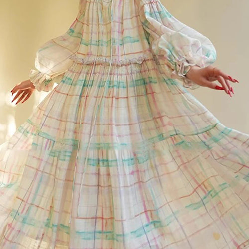 Load image into Gallery viewer, Hit Color Loose Casual Dresses For Women V Neck Long Sleeve High Waist Temperament Dress Female Fashion Style New
