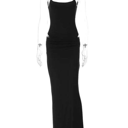 Load image into Gallery viewer, Black Sexy Dress Sets Women Spaghetti Strap Bodysuit And Maxi Skirt Matching Sets Backless Slim Fit Long Skirt Set
