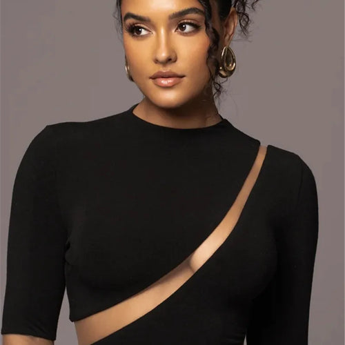 Load image into Gallery viewer, Turtleneck Long Sleeve Bodycon Maxi Dress For Women Autumn New Patchwork Hollow Out Club Party Sexy Long Dress Vestidos
