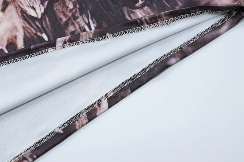 Backless Print V-neck Lace Up Sexy Maxi Dress For Women Slim Fit Sleeveless Hollow Out Dress Vacation Outfit Autumn