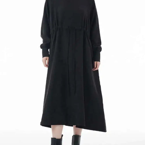 Load image into Gallery viewer, Women Army Green Big Size A-line Long Dress New Round Neck Long Sleeve Loose Fashion Tide Spring Autumn 2025 1DH3874
