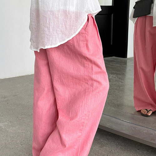 Load image into Gallery viewer, High Elastic Waist White Linen Pleated Long Wide Leg Pants New Trousers Women Fashion Tide Spring Summer 2025 1DJ1280
