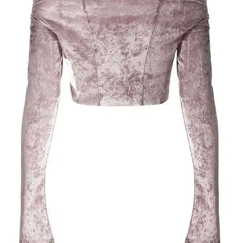 Load image into Gallery viewer, Velvet Denim T-shirt Half-body Skirt Two Pieces Suit New Slash Neck Long Sleeve Women Fashion Spring Autumn 2025 7AB6039
