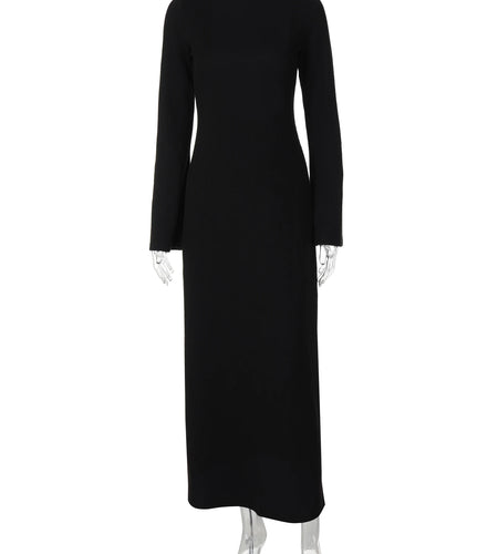Solid Long Sleeve Backless Bandage Sexy Slim Maxi Dress 2024 Fall Winter Women Fashion New Y2K Outfit Party Festival