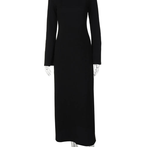 Load image into Gallery viewer, Solid Long Sleeve Backless Bandage Sexy Slim Maxi Dress 2024 Fall Winter Women Fashion New Y2K Outfit Party Festival
