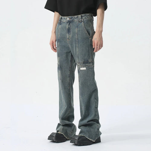 Load image into Gallery viewer, Male Jeans Trend American Style Patchwork Wide Leg Trousers Summer Pocket Zipper Casual Men&#39;s Denim Pants 9C5407
