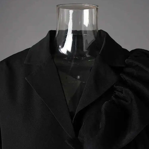 Load image into Gallery viewer, Women Black Irregular Mesh Ruffles Big Size Blazer New Lapel Long Sleeve Jacket Fashion Tide Spring Autumn 2025 CP3519
