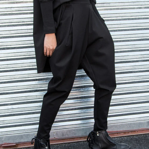 Load image into Gallery viewer, High Elastic Waist Black Split Joint Long Harem Trousers New Loose Fit Pants Women Fashion Tide Spring Autumn 2025 1Z317
