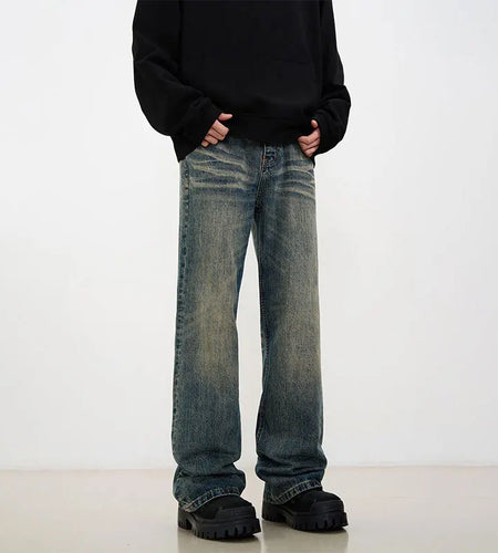 Men's Flare Jeans New American High Street Male Wide Leg Denim Pants Fashion Solid Color Men Bottoms Spring Tide 9W1411