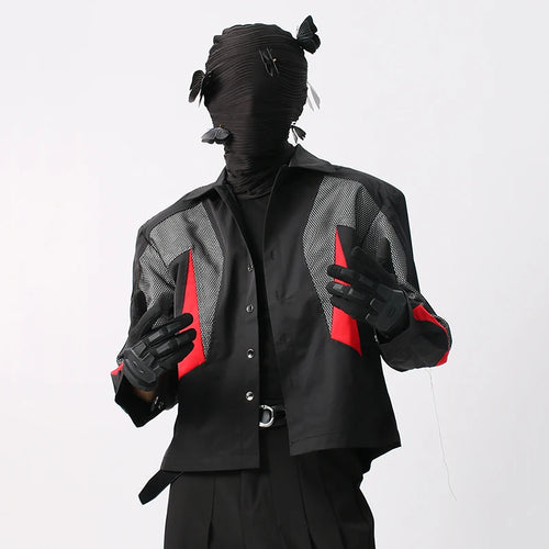 Load image into Gallery viewer, Functional Design Men&#39;s Coats Turn-down Collar Patchwork Shoulder Paded Contrast Color Single Breasted Tide Male Top 9C9377
