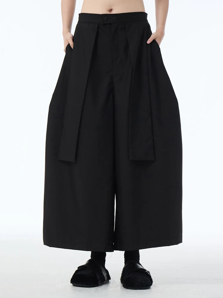 High Elastic Waist Khaki Patch Spliced Long Wide Leg Pants New Trousers Women Fashion Tide Spring Autumn 2025 1DJ1253