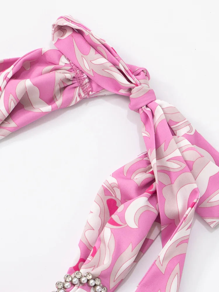 Print Halter Ruffled Sexy Maxi Dress Women Fashion V Neck Sleeveless High Waist Backless Beach Club Party Long Dress