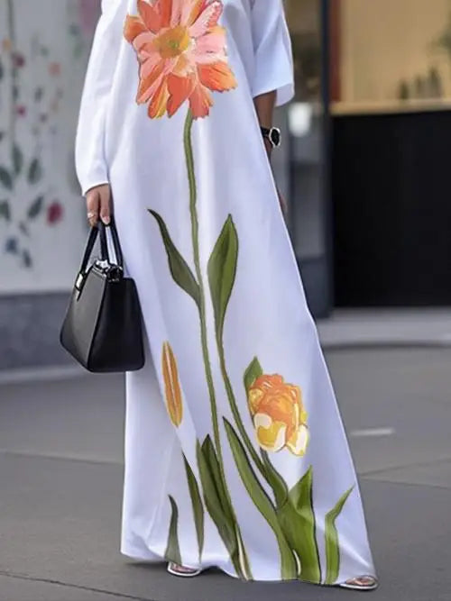 Flower Print Dresses 2025 Woman Summer Clothes Party Dresses Asymmetric One-shoulder White Elegant Dresses for Woman