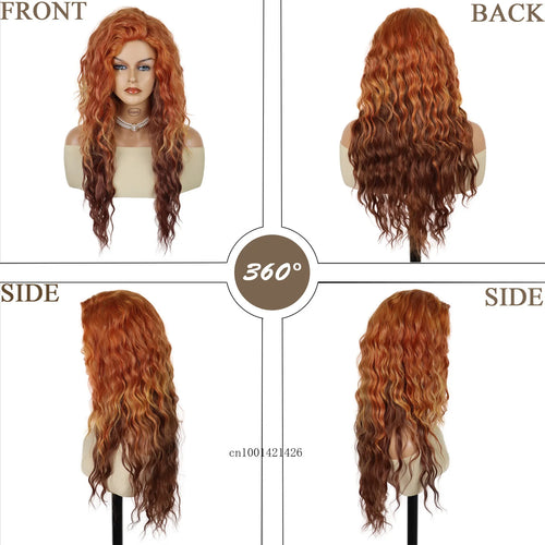 Load image into Gallery viewer, Long Hair Wigs Synthetic Fiber Red Ombre Brown Wigs for Women  28 Inch Super Long Wavy Wigs Female Gifts Gift Curly Hairstyles
