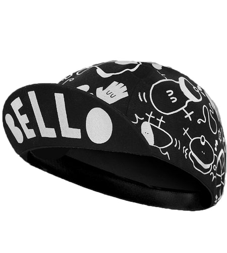 Hello Cartoon Print Black White Cycling Caps Summer Polyester Quick Drying Bicycle Balaclava Team Bike Hats Cool