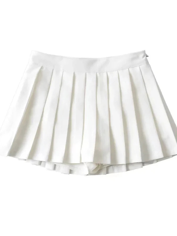 Summer High Waist Skirts Womens Sexy Mini Skirts Vintage Pleated Skirt Korean Tennis Skirts Short White Black