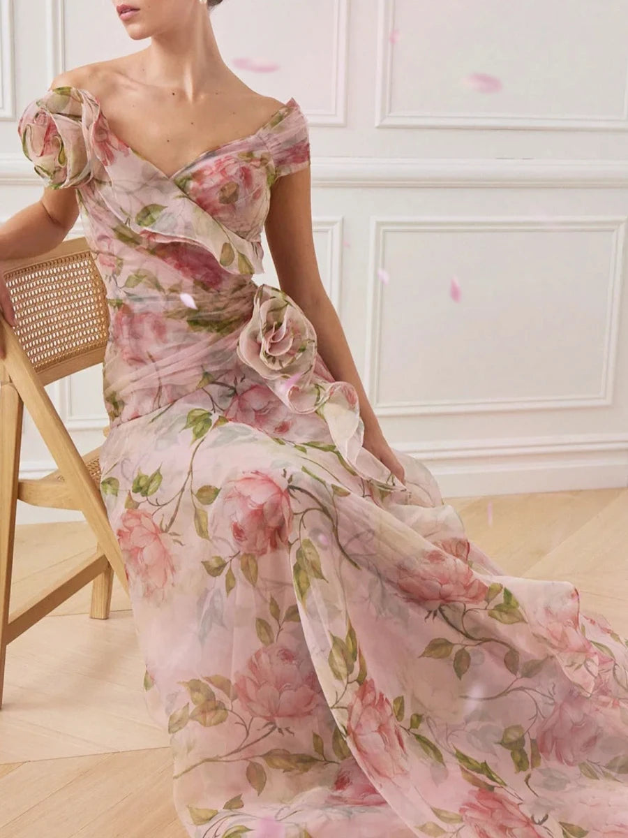 Solid Spliced Appliques Slimming Dresses For Women Slash Neck Short Sleeve High Waist Temperament Dress Female New