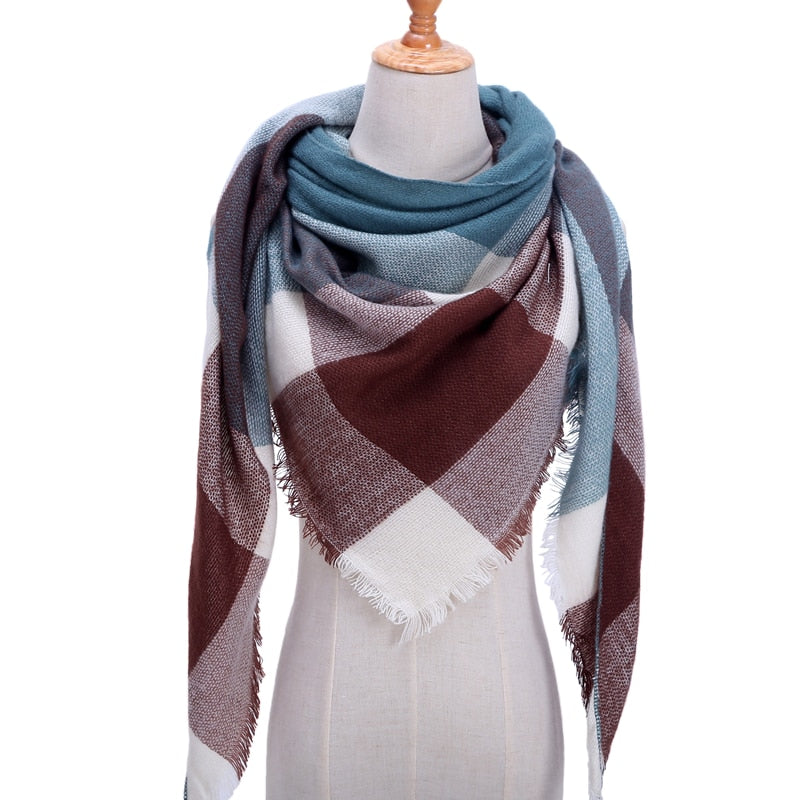 Designer Knitted Spring Winter Women Scarf Plaid Warm Cashmere Scarves Shawls Luxury Brand Neck Bandana Pashmina Lady Wrap