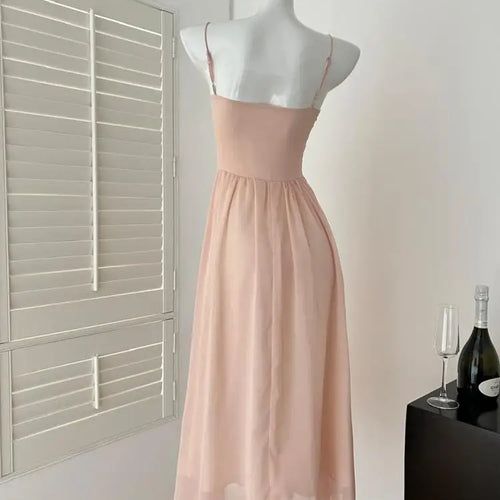 Load image into Gallery viewer, Summer Vintage Pink Sexy High Waist Sleeveless Evening Party Long Dress For Women Elegant Backless Pleated Slip Dress 2025 Trend
