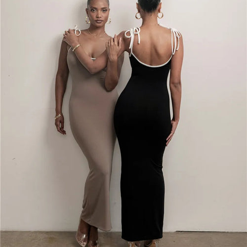 Load image into Gallery viewer, Spaghetti Strap Lace-up Sexy Maxi Dress For Women Gown Fashion Sleeveless Backless Bodycon Evening Sexy Long Dress
